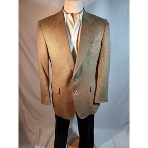 Jos A Bank Sport Coat Mens 42L Brown Herringbone Tweed Wool Silk Linen Executive
